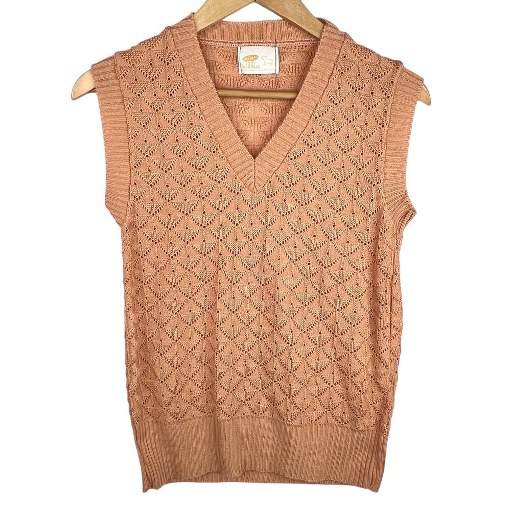 Vintage Soft As A Lamb Peach Knit Sweater Vest Medium